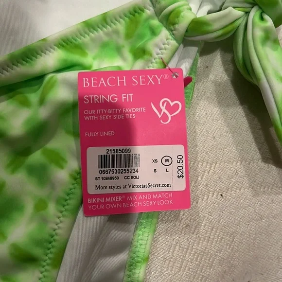Victoria’s Secret Swim- Lime Green/White Pattern Top/Bottoms - Picture 7 of 7
